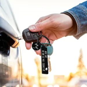 Stainless steel drive safe keychain with engraved romantic love quotes for car keys gift.