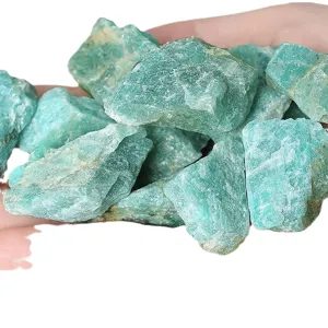 Natural green aventurine rough crystal stones, large rough chunks for DIY landscaping decor.