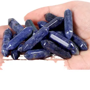 Natural blue crystal double terminated healing wands bulk rough gemstone for jewelry making DIY