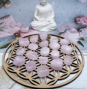 Natural rose quartz tumbled stones large crystal chips for home decor, yoga and healing.