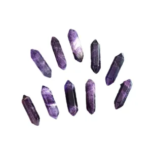 Natürliche Amethyst Kristall Doppelendige Spitzen Rohmineral Stein Anhänger Großhandel