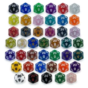 Colorful multi-sided dice set for table top board games, durable resin dice collection.
