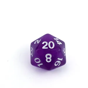 Purple polyhedral dice 20-sided d20 dice for tabletop board games roleplaying