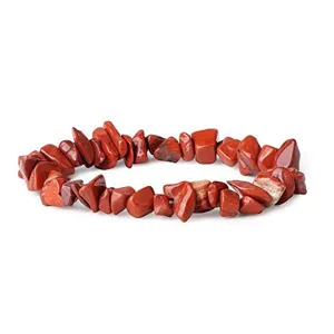 Natural red chip stone crystal stretch bracelet for women and girls fashion jewelry gift.