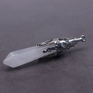 Natuurlijke witte kristal zeshoekige pilaar hanger ketting yoga slingers sieraden