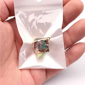 Gold eingefasster quadratischer Kristallglas Anhänger DIY Schmuck Zubehör Stk
