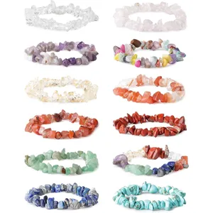 Natural crystal chip gemstone beaded stretch bracelets irregular healing stone jewelry