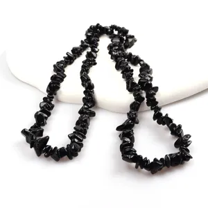 Collana di perle di pietre preziose nere, accessorio per gioielli fai da te in cristallo.