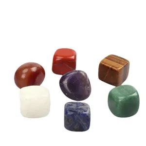 Natural crystal agate chakra tumbled stones 7pcs set for yoga meditation healing decor.