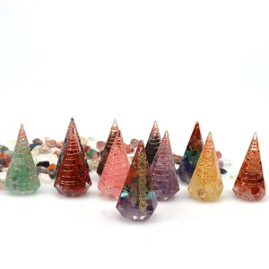 Pirámide orgone cono resina cristal natural hilo cobre decoración escritorio yoga