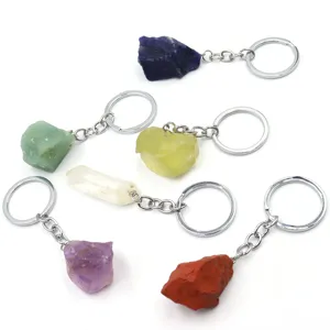 Unregelmäßiger Natürlicher Rohkristallstein Schlüsselanhänger Amethyst Rosenquarz Citrin Bergkristall Heilstein Schlüsselring Taschenanhänger