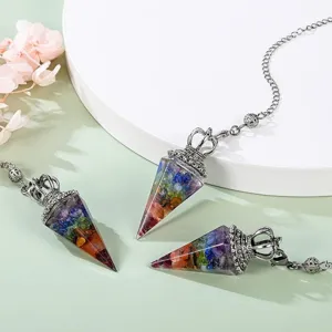 Collier Pendentif Hexagonal Couronne Pierre Résine Cristal Bijou de Guérison Chic