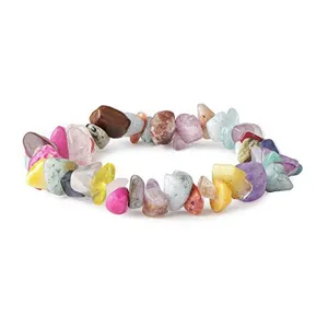 Colorful natural irregular crystal chip stretch bracelet for women fashion jewelry styling