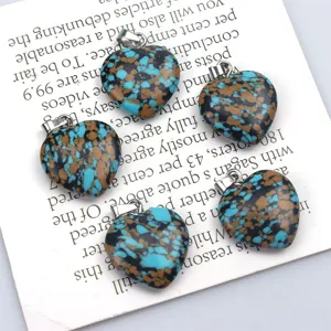 20mm naturstein herz anhänger diy handgemachte halskette zubehör kristall liebe blau