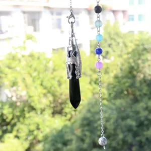 Natuurlijke zwarte kristal hanger ketting met chakra kralen voor yoga meditatie sieraden.