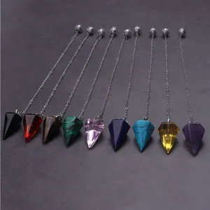 Natürlicher Kristallstein Hexagonaler Säulenpendel Anhänger Halskette Konischer Heilkristall Schmuck Für Herren Damen Täglich