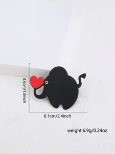 Broche épingle en acrylique animal créatif mode bijou mignon éléphant noir avec cœur