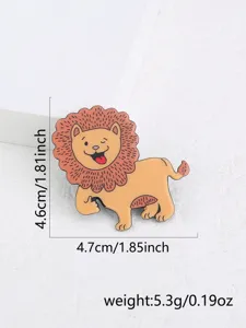 Gros plan détaillé de la jolie broche en acrylique lion mignon avec dimensions et poids précis.