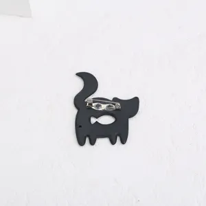 Broche chat noir en acrylique créatif, bel accessoire de bijoux de mode pour vêtements.