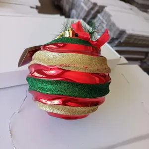 Christmas tree bauble ornament red green gold glitter festive hanging ball decoration
