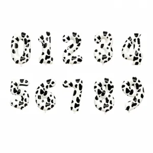 Large Black And White Cow Print Number Aluminum Foil Balloon Digital Balloon For Birthday Party Holiday Decoration