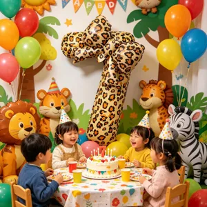Leopard print bow foil balloon for birthday party decorations, cute animal theme jungle kids.