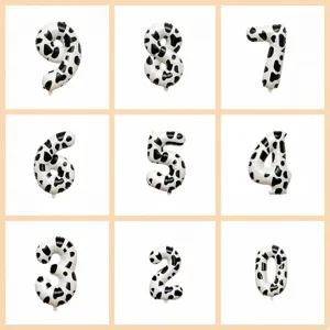 40 inch cow print number foil balloons for birthday party decoration and holiday celebration.
