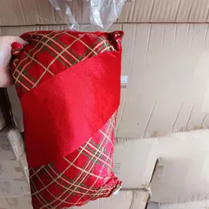 Christmas red plaid velvet cushion cover festive holiday home decor soft pillow case