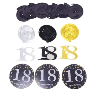18th birthday party decoration set with PVC spiral hanging swirls and number cutouts.