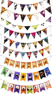 Halloween banniere fanion papier decoration citrouille chauve-souris squelette fete guirlande