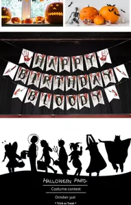 Bannière de fête d'Halloween drapeaux en papier lettres sanglantes décoration de bar effrayant