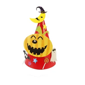 Halloween paper cartoon hat kids festive cone hat pumpkin ghost party decorative hat dress up