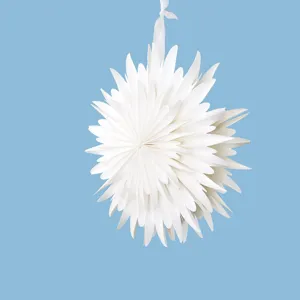 White 3D paper folding fan snowflake hanging ornament for wedding birthday party decor