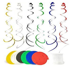 Christmas Hanging Spiral Swirl Decorations PVC Ceiling Hanging Ornaments For Xmas Tree Party Holiday Home Decor