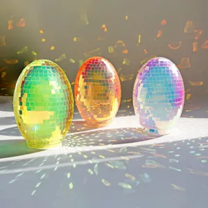 Easter Egg Disco Mirror Ball Desktop Ornament Shiny Glass Mosaic Party Decoration Home Room Tabletop Decor