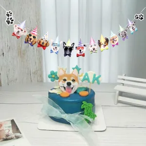 Cute Dog Expression Birthday Party Bunting Banner Paper Animal Face Garland Pet Birthday Party Decoration Supplies