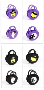 Halloween feltro borsa caramelle bambini borsetta zucca pipistrello strega cesto festa