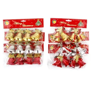 4.5cm Christmas bow decorative small bells electroplated tree hanging pendants holiday decor set
