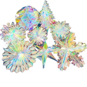 Holographic PVC Christmas snowflake and star hanging ornaments for party wedding decor