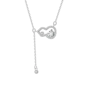 Detailed view of the sparkling silver gourd pendant necklace with dazzling zirconia stones.