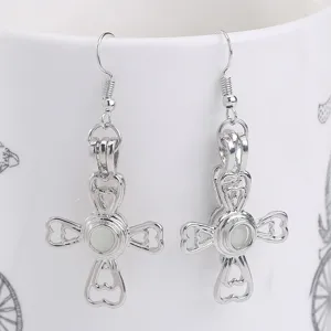 Pendientes colgantes de trébol luminosos huecos sencillos, joyería plateada elegante.