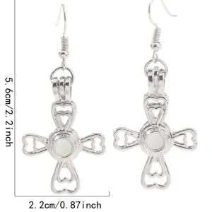 Pendientes de cruz huecos luminosos de plata DIY moda colgantes para mujer y joyas