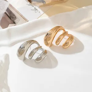 European American Style Minimalist C-Shaped Spiral Ear Cuffs Geometric Metal Water Drop Non-Pierced Ear Clips Fashion Jewelry For Women