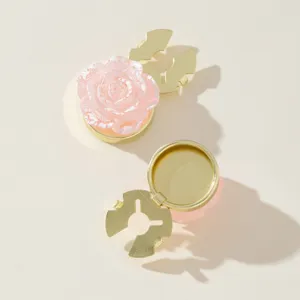 Pink resin rose button covers with gold metal base, chic shirt collar and cuff accessories.