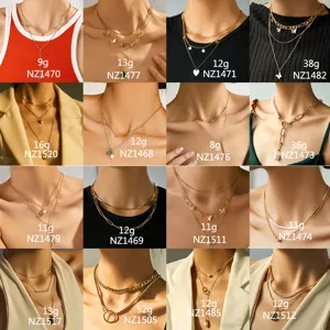 Set collana clavicola a strati, gioielli in oro multistrato alla moda donna
