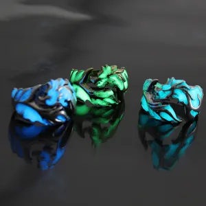 Bague homme dragon volant lumineux retro style punk metal mode bijoux tendance neuf