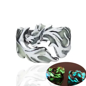 Bague Dragon Lumineux Vintage en Alliage de Zinc Pour Hommes Unisex Punk Gothique Biker Bague de Doigt Bijoux