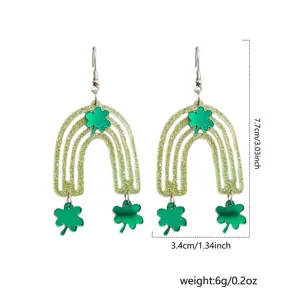 Groene klaver acryl boog oorbellen voor Sint Patrick dag feest sieraden accessoires