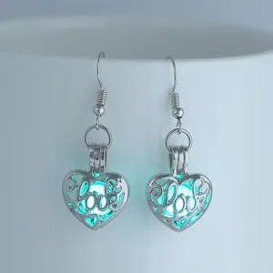 Leuchtende Herz Ohrringe hohle Love Ohrgehaenge fuer Damen trendiger Modeschmuck Accessoires