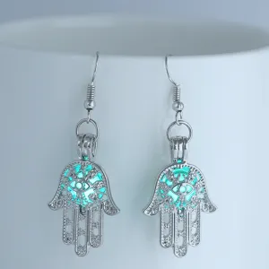 Leuchtende Hamsa Hand Ohrringe türkis nachtleuchtend silberne ohrhänger damen schmuck